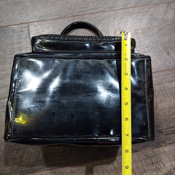 Patent Leather Vinyl Shiny Black Purse Handbag Bag Doctor Style - Picture 6 of 9